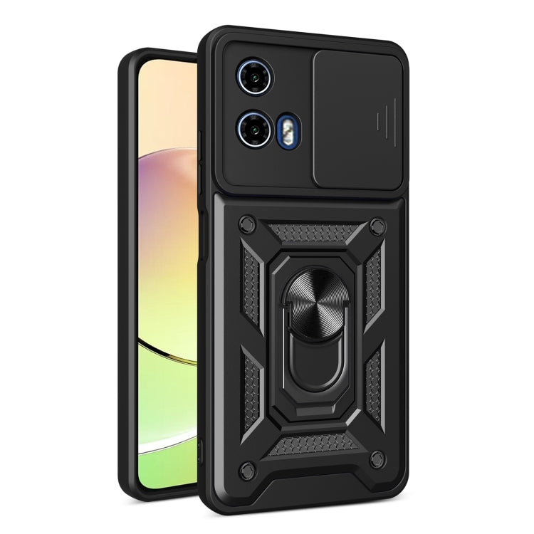 For Motorola Moto G34 5G Sliding Camera Cover Design TPU Hybrid PC Phone Case(Black) - Motorola Cases by buy2fix | Online Shopping UK | buy2fix