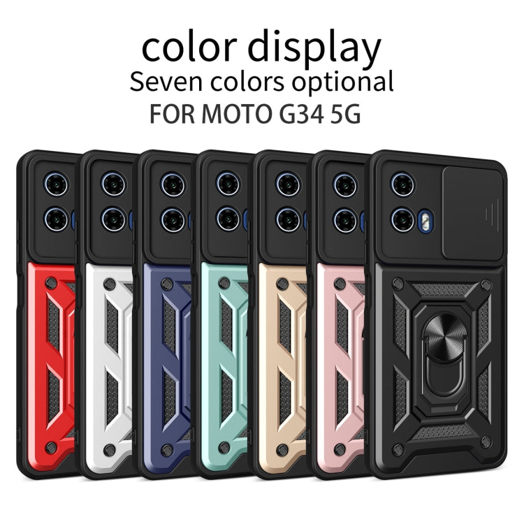 For Motorola Moto G34 5G Sliding Camera Cover Design TPU Hybrid PC Phone Case(Black) - Motorola Cases by buy2fix | Online Shopping UK | buy2fix