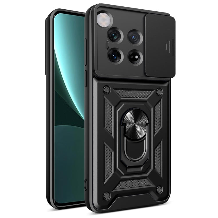 For OnePlus 12 5G Global Sliding Camera Cover Design TPU Hybrid PC Phone Case(Black) - OnePlus Cases by buy2fix | Online Shopping UK | buy2fix