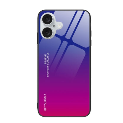 For iPhone 16 Plus Gradient Color Glass Phone Case(Purple Red) - iPhone 16 Plus Cases by buy2fix | Online Shopping UK | buy2fix