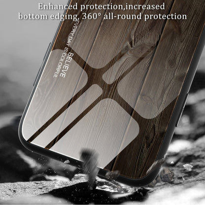 For iPhone 16 Pro Max Wood Grain Glass Phone Case(Coffee) - iPhone 16 Pro Max Cases by buy2fix | Online Shopping UK | buy2fix