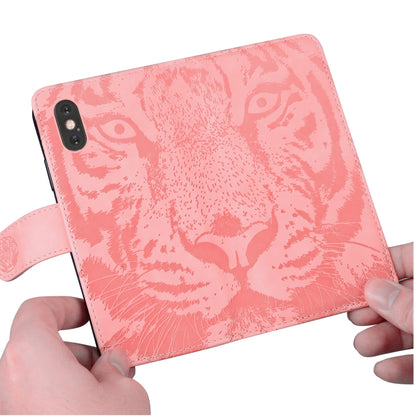 For Motorola Moto G Power 5G 2024 Tiger Embossing Pattern Leather Phone Case(Pink) - Motorola Cases by buy2fix | Online Shopping UK | buy2fix