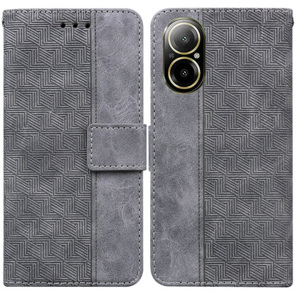 For Realme C67 4G Global Geometric Embossed Leather Phone Case(Grey) - C67 Cases by buy2fix | Online Shopping UK | buy2fix