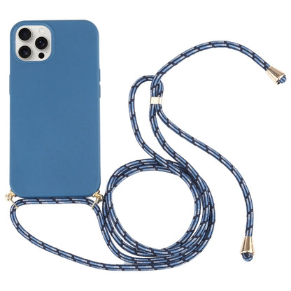 For iPhone 16 Pro Max Wheat Straw TPU Shockproof Phone Case with Neck Lanyard(Blue) - iPhone 16 Pro Max Cases by buy2fix | Online Shopping UK | buy2fix