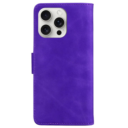 For iPhone 16 Pro Max Skin Feel Pure Color Flip Leather Phone Case(Purple) - iPhone 16 Pro Max Cases by buy2fix | Online Shopping UK | buy2fix