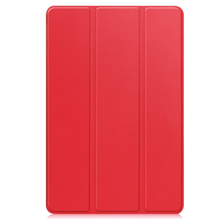 For Google Pixel Tablet Custer Pure Color 3-Fold Holder Smart Leather Tablet Case(Red) - Google by buy2fix | Online Shopping UK | buy2fix