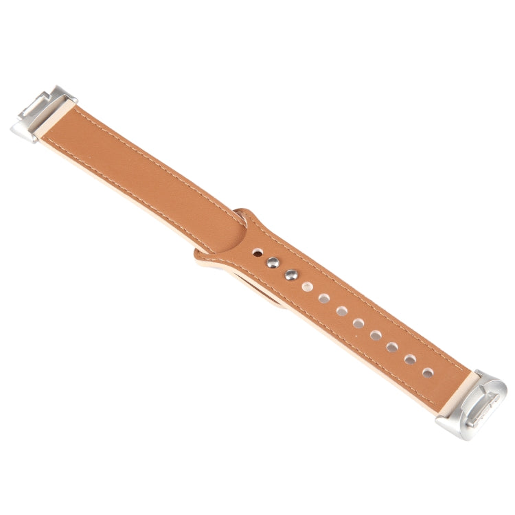 For Fitbit Charge 5 PU Leather Replacement Watch Band(Creamy White) - Watch Bands by buy2fix | Online Shopping UK | buy2fix