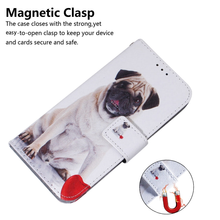 For iPhone SE 2024 Coloured Drawing Flip Leather Phone Case(Pug) - More iPhone Cases by buy2fix | Online Shopping UK | buy2fix