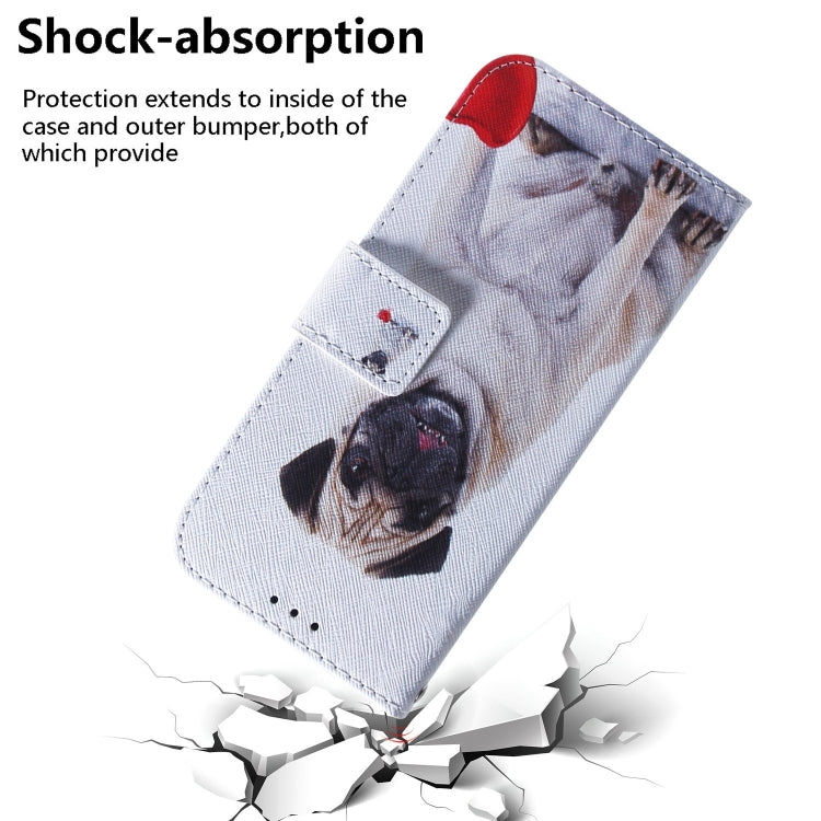 For iPhone 16 Pro Coloured Drawing Flip Leather Phone Case(Pug) - iPhone 16 Pro Cases by buy2fix | Online Shopping UK | buy2fix