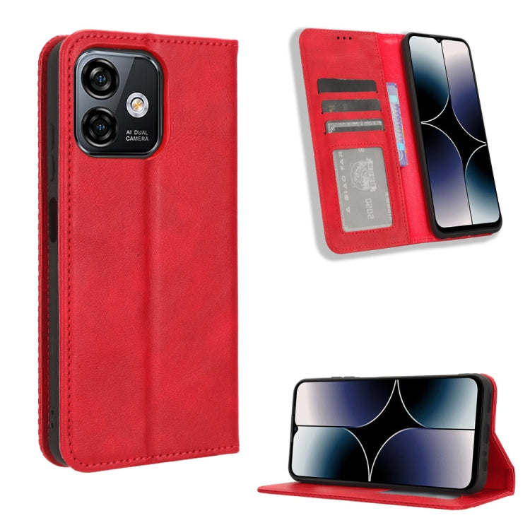 For Ulefone Note 16 Pro Magnetic Buckle Retro Texture Leather Phone Case(Red) - Ulefone Cases by buy2fix | Online Shopping UK | buy2fix