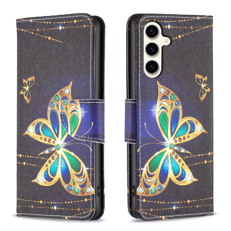 For Samsung Galaxy S23 FE 5G Colored Drawing Pattern Leather Phone Case(Big Butterfly) - Galaxy S23 FE 5G Cases by buy2fix | Online Shopping UK | buy2fix