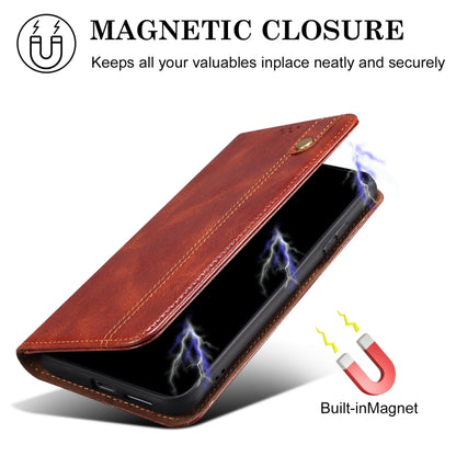 For iPhone 16 Oil Wax Crazy Horse Texture Leather Phone Case(Brown) - iPhone 16 Cases by buy2fix | Online Shopping UK | buy2fix