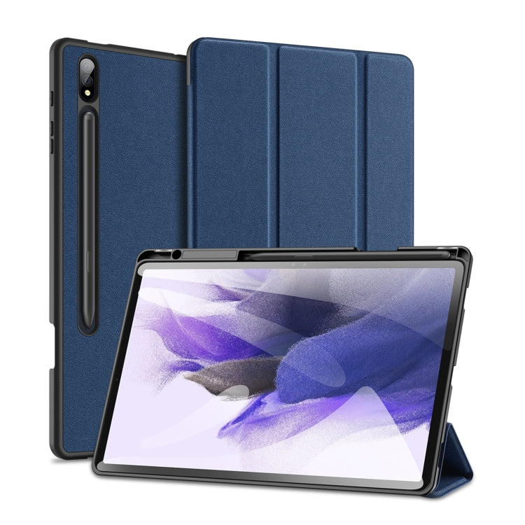 For Samsung Galaxy Tab S9+ DUX DUCIS Domo Series Cloth Texture Magnetic Leather Tablet Case(Blue) - Galaxy Tab S9+ Cases by DUX DUCIS | Online Shopping UK | buy2fix