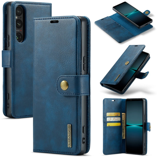 For Sony Xperia 1 V DG.MING Crazy Horse Texture Detachable Magnetic Leather Phone Case(Blue) - Sony Cases by DG.MING | Online Shopping UK | buy2fix