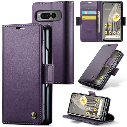 For Google Pixel Fold CaseMe 023 Butterfly Buckle Litchi Texture RFID Anti-theft Leather Phone Case(Pearly Purple) - Google Cases by CaseMe | Online Shopping UK | buy2fix