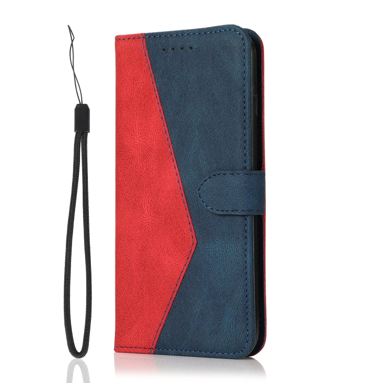 For iPhone 16 Plus Dual-color Stitching Leather Phone Case(Red Blue) - iPhone 16 Plus Cases by buy2fix | Online Shopping UK | buy2fix