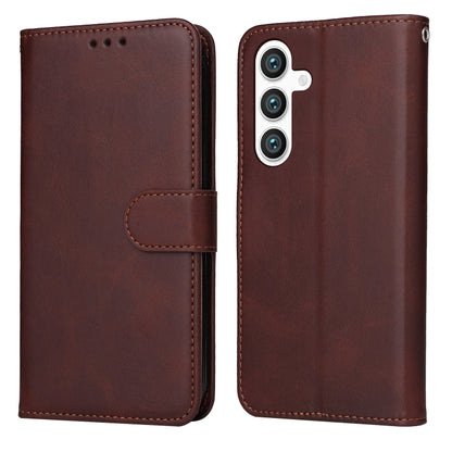 For Samsung Galaxy S24+ Classic Calf Texture Flip Leather Phone Case(Brown) - Galaxy S24+ 5G Cases by buy2fix | Online Shopping UK | buy2fix