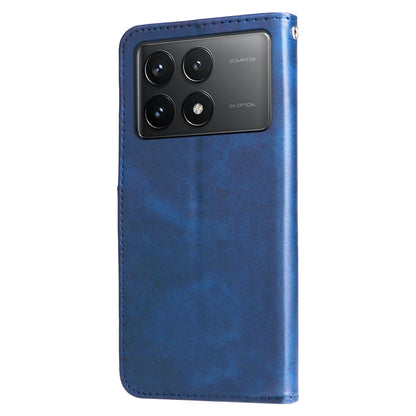 For Xiaomi Redmi K70 / K70 Pro Fashion Calf Texture Zipper Leather Phone Case(Blue) - K70 Pro Cases by buy2fix | Online Shopping UK | buy2fix