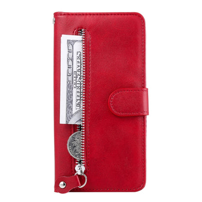 For Xiaomi Redmi Note13 Pro+ 5G Global Fashion Calf Texture Zipper Leather Phone Case(Red) - Note 13 Pro+ Cases by buy2fix | Online Shopping UK | buy2fix