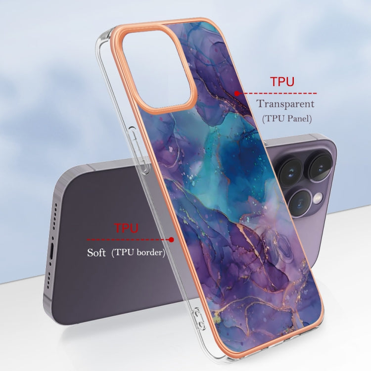 For iPhone 16 Pro Max Electroplating Marble Dual-side IMD Phone Case(Purple 016) - iPhone 16 Pro Max Cases by buy2fix | Online Shopping UK | buy2fix