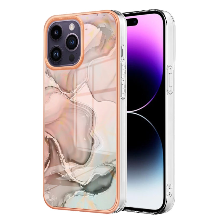 For iPhone 16 Pro Max Electroplating Marble Dual-side IMD Phone Case(Rose Gold 015) - iPhone 16 Pro Max Cases by buy2fix | Online Shopping UK | buy2fix