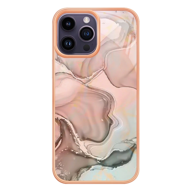 For iPhone 16 Pro Max Electroplating Marble Dual-side IMD Phone Case(Rose Gold 015) - iPhone 16 Pro Max Cases by buy2fix | Online Shopping UK | buy2fix