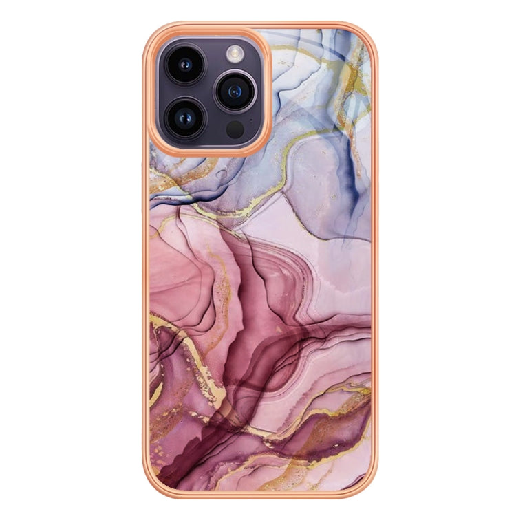 For iPhone 16 Pro Max Electroplating Marble Dual-side IMD Phone Case(Rose Red 014) - iPhone 16 Pro Max Cases by buy2fix | Online Shopping UK | buy2fix