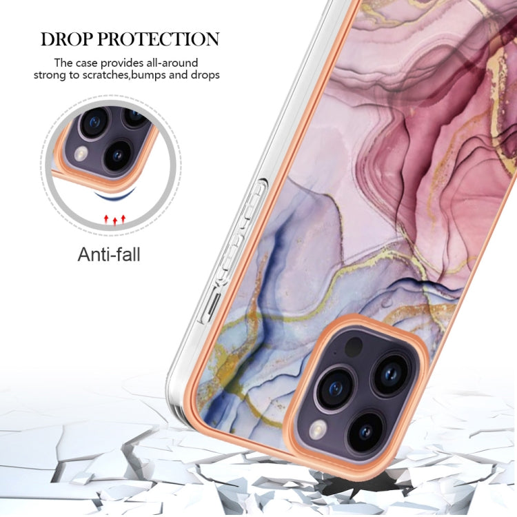 For iPhone 16 Pro Max Electroplating Marble Dual-side IMD Phone Case(Rose Red 014) - iPhone 16 Pro Max Cases by buy2fix | Online Shopping UK | buy2fix