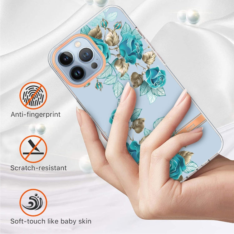 For iPhone 16 Pro Flowers and Plants Series IMD TPU Phone Case(Blue Rose) - iPhone 16 Pro Cases by buy2fix | Online Shopping UK | buy2fix