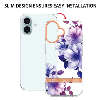 For iPhone 16 Plus Flowers and Plants Series IMD TPU Phone Case(Purple Begonia) - iPhone 16 Plus Cases by buy2fix | Online Shopping UK | buy2fix