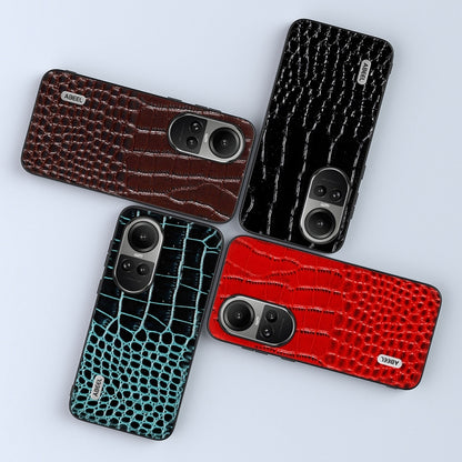 For OPPO Reno 10 / 10 Pro Global ABEEL Genuine Leather Crocodile Pattern Black Edge Phone Case(Black) - OPPO Cases by buy2fix | Online Shopping UK | buy2fix