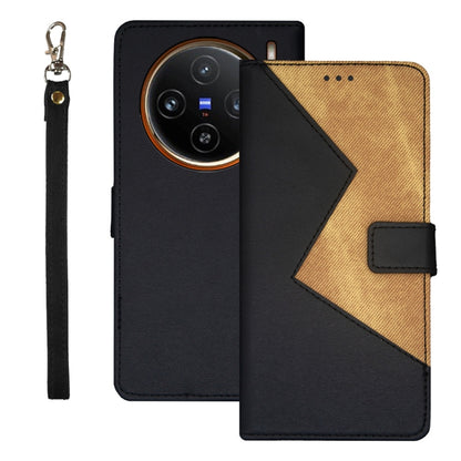 For vivo X100 idewei Two-color Splicing Leather Phone Case(Black) - X100 Cases by idewei | Online Shopping UK | buy2fix