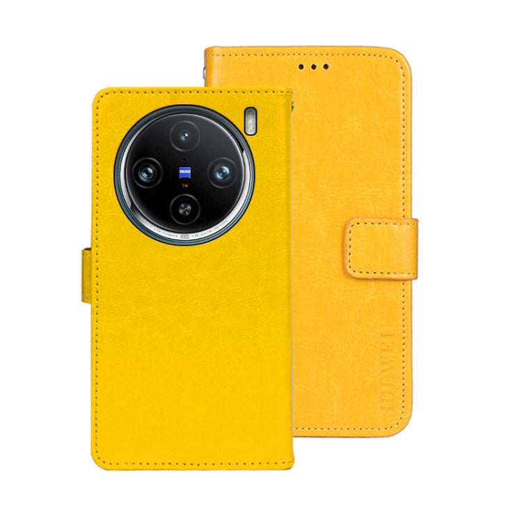 For vivo X100 Pro idewei Crazy Horse Texture Leather Phone Case(Yellow) - X100 Pro Cases by idewei | Online Shopping UK | buy2fix