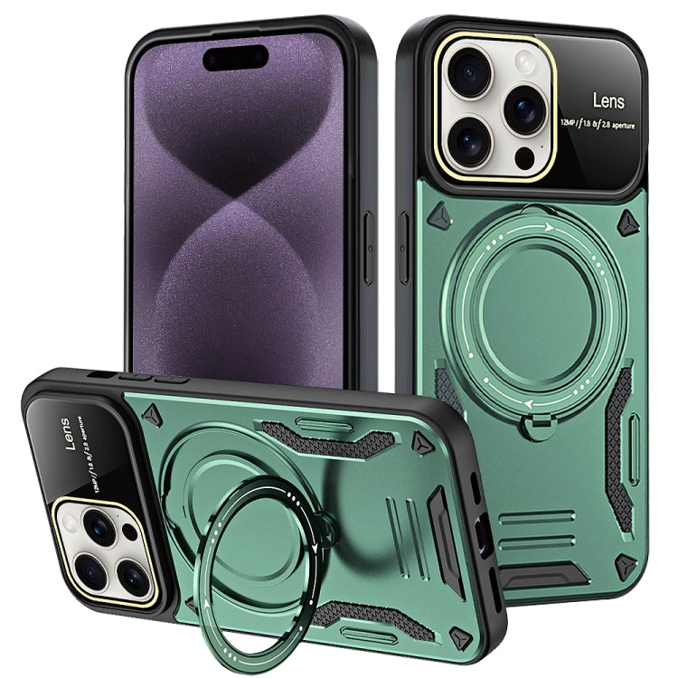 For iPhone 16 Pro Large Window MagSafe Holder Phone Case(Green) - iPhone 16 Pro Cases by buy2fix | Online Shopping UK | buy2fix