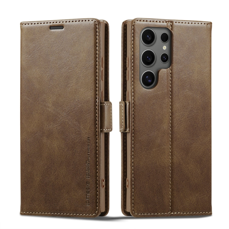 For Samsung Galaxy S24 Ultra LC.IMEEKE RFID Anti-theft Leather Phone Case(Brown) - Galaxy S24 Ultra 5G Cases by LC.IMEEKE | Online Shopping UK | buy2fix