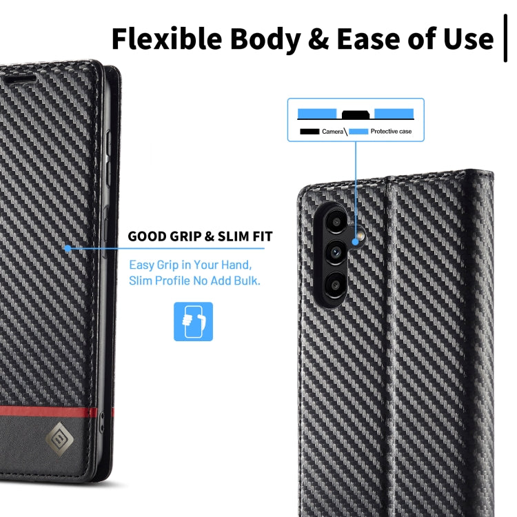 For Samsung Galaxy S23 FE 5G LC.IMEEKE Carbon Fiber Leather Phone Case(Horizontal Black) - Galaxy S23 FE 5G Cases by LC.IMEEKE | Online Shopping UK | buy2fix