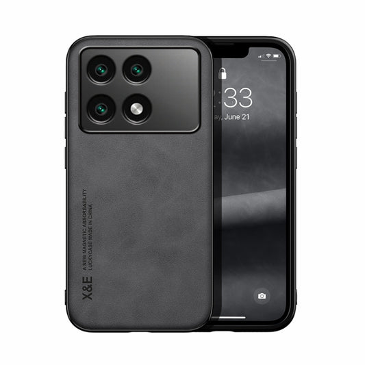 For Xiaomi Redmi K70 Skin Feel Magnetic Leather Back Phone Case(Dark Grey) - K70 Cases by buy2fix | Online Shopping UK | buy2fix