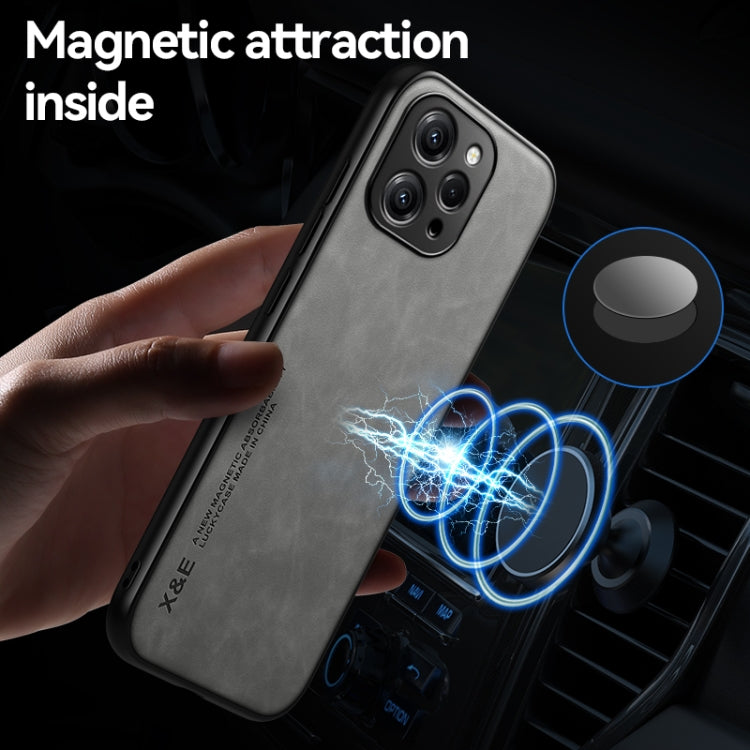 For Xiaomi Redmi Note 13 5G Skin Feel Magnetic Leather Back Phone Case(Dark Grey) - Note 13 Cases by buy2fix | Online Shopping UK | buy2fix