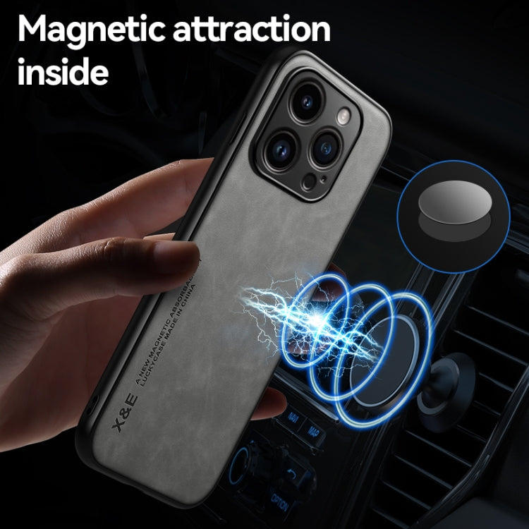 For iPhone 16 Pro Skin Feel Magnetic Leather Back Phone Case(Light Grey) - iPhone 16 Pro Cases by buy2fix | Online Shopping UK | buy2fix