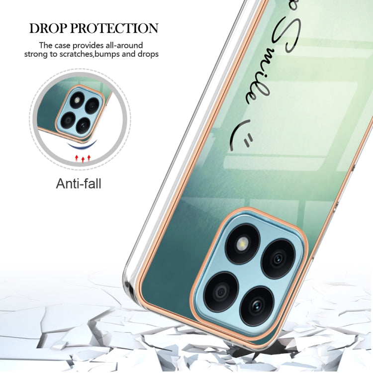 For Honor X8a Electroplating Marble Dual-side IMD Phone Case(Smile) - Honor Cases by buy2fix | Online Shopping UK | buy2fix