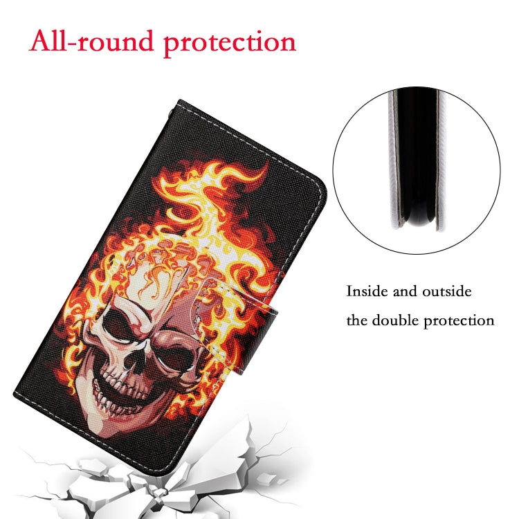 For iPhone 16 Pro Max 3D Colored Drawing Flip Leather Phone Case(Flame Skull) - iPhone 16 Pro Max Cases by buy2fix | Online Shopping UK | buy2fix