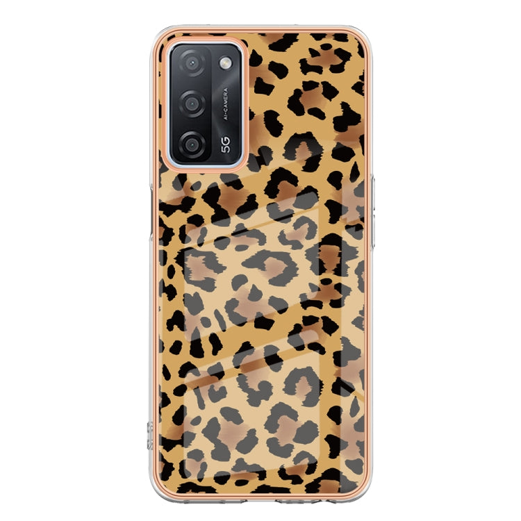 For OPPO A55 5G / A53s 5G / A54 4G Electroplating Marble Dual-side IMD Phone Case(Leopard Print) - OPPO Cases by buy2fix | Online Shopping UK | buy2fix