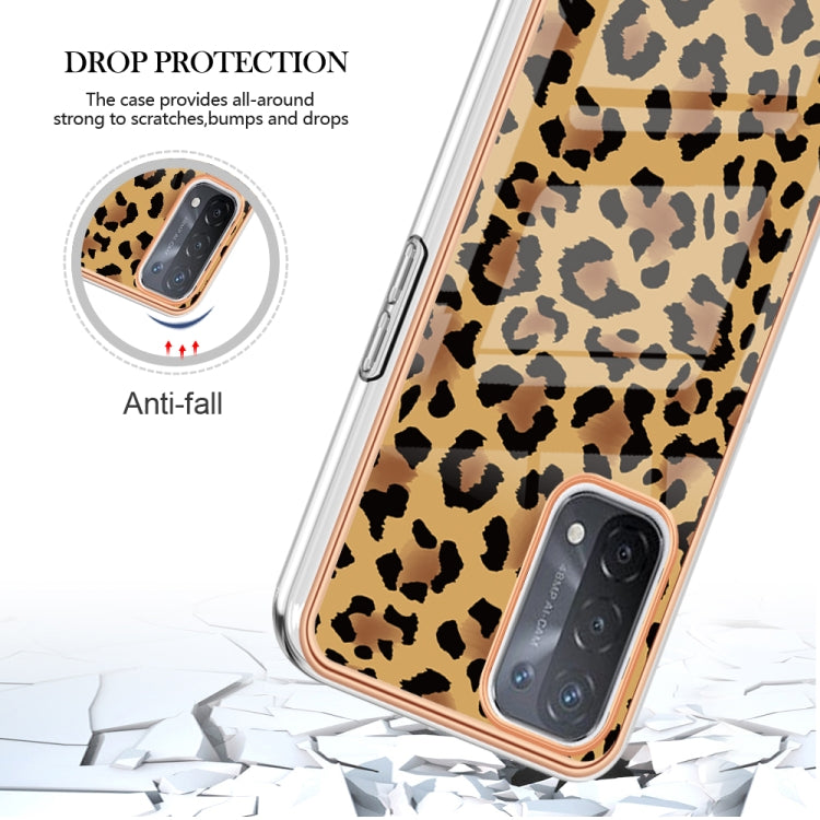 For OPPO A74 / A93 5G / A54 5G / A93s 5G Electroplating Marble Dual-side IMD Phone Case(Leopard Print) - OPPO Cases by buy2fix | Online Shopping UK | buy2fix