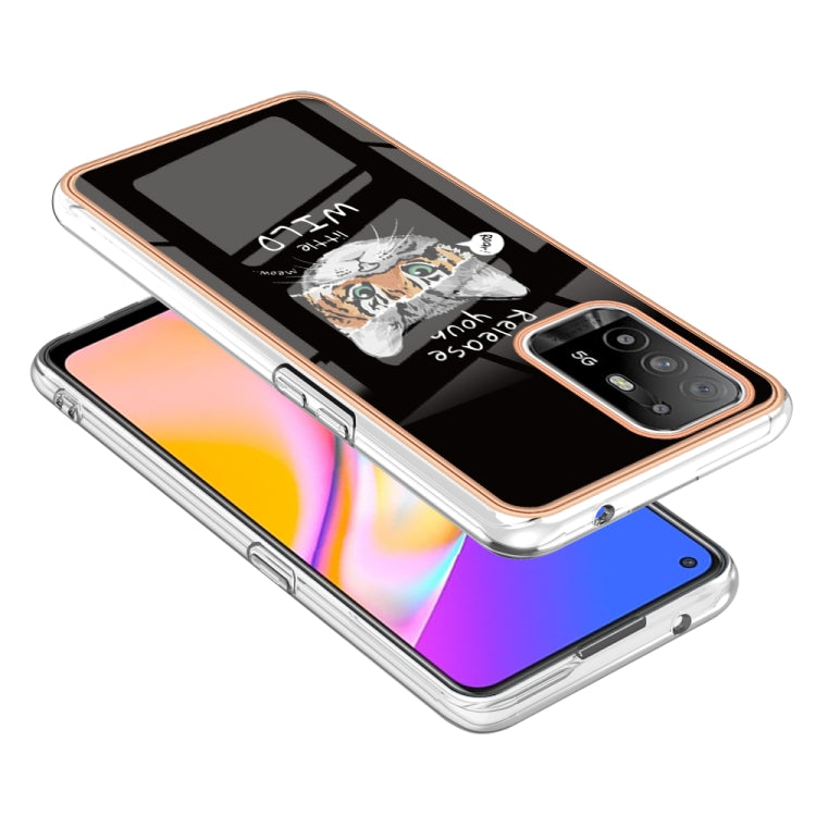 For OPPO A94 5G / A95 5G Electroplating Marble Dual-side IMD Phone Case(Natural Growth) - OPPO Cases by buy2fix | Online Shopping UK | buy2fix