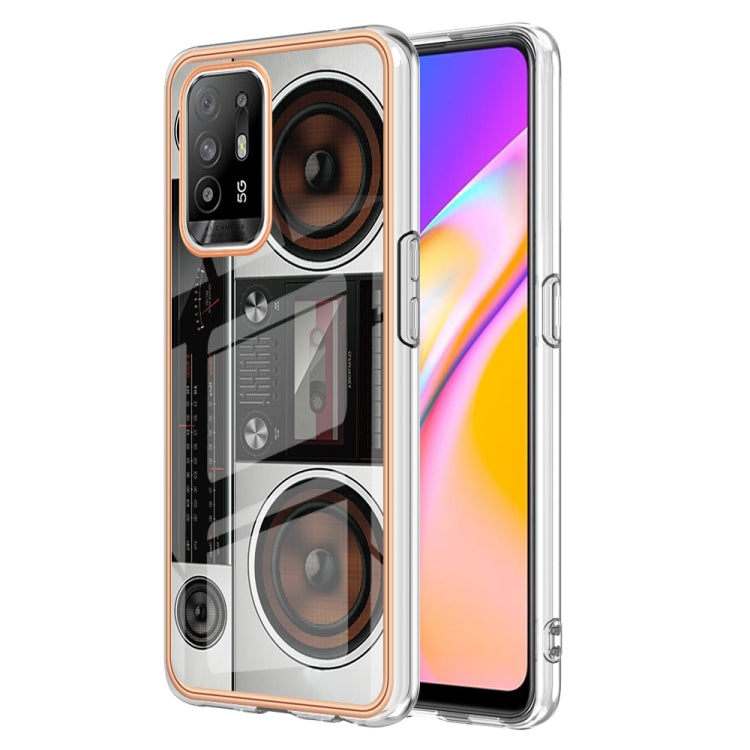 For OPPO A94 5G / A95 5G Electroplating Marble Dual-side IMD Phone Case(Retro Radio) - OPPO Cases by buy2fix | Online Shopping UK | buy2fix