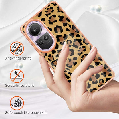 For OPPO Reno10 Pro 5G Global Electroplating Marble Dual-side IMD Phone Case(Leopard Print) - OPPO Cases by buy2fix | Online Shopping UK | buy2fix