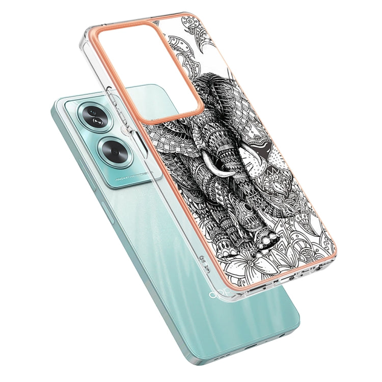 For OPPO A79 5G Global Electroplating Marble Dual-side IMD Phone Case(Totem Elephant) - OPPO Cases by buy2fix | Online Shopping UK | buy2fix