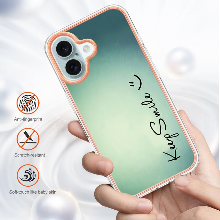 For iPhone 16 Plus Electroplating Marble Dual-side IMD Phone Case(Smile) - iPhone 16 Plus Cases by buy2fix | Online Shopping UK | buy2fix