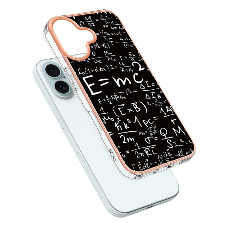 For iPhone 16 Electroplating Marble Dual-side IMD Phone Case(Equation) - iPhone 16 Cases by buy2fix | Online Shopping UK | buy2fix