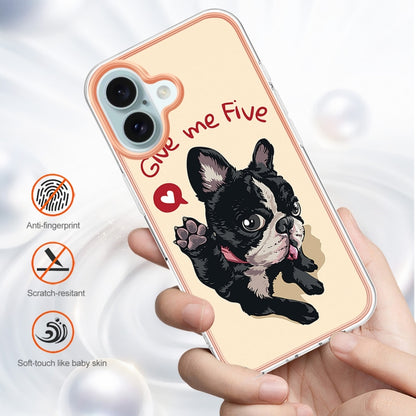 For iPhone 16 Electroplating Marble Dual-side IMD Phone Case(Lucky Dog) - iPhone 16 Cases by buy2fix | Online Shopping UK | buy2fix